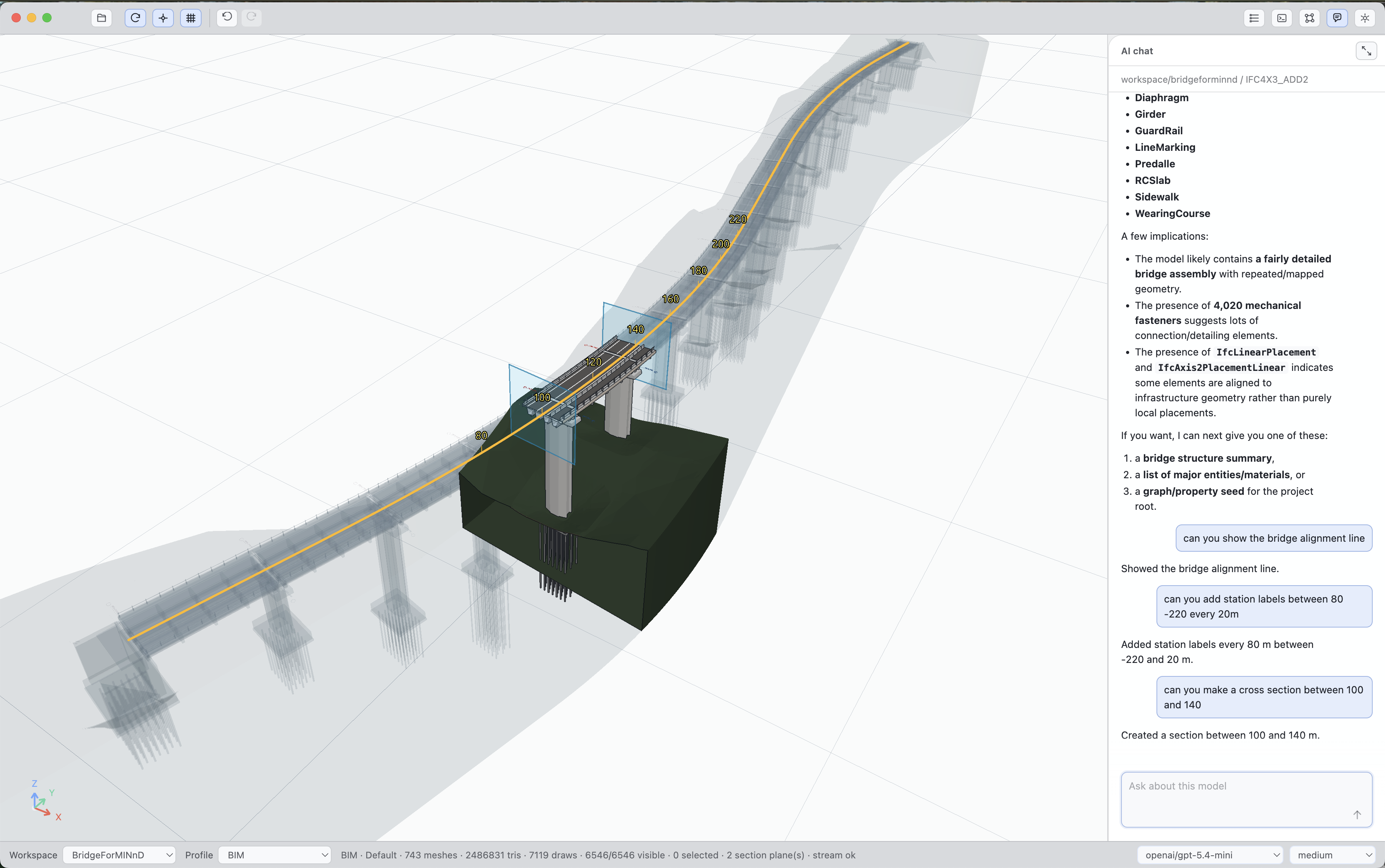 Agent-driven bridge alignment and station labels